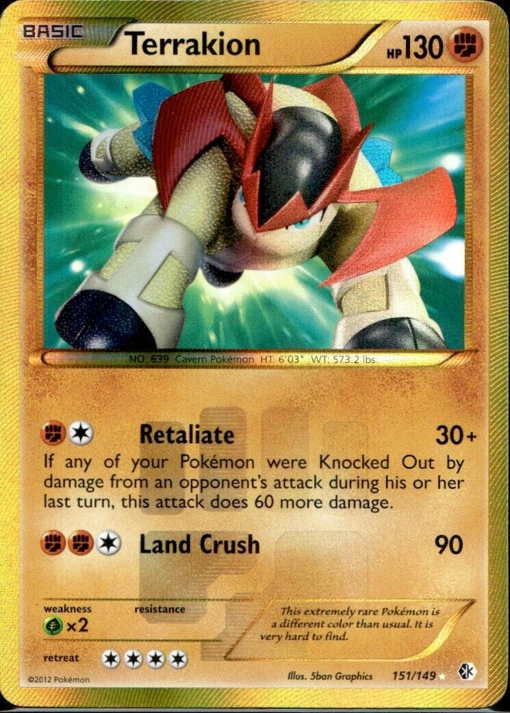 Pokemon Terrakion 151/149 B&W Boundaries Crossed Light Play Condition