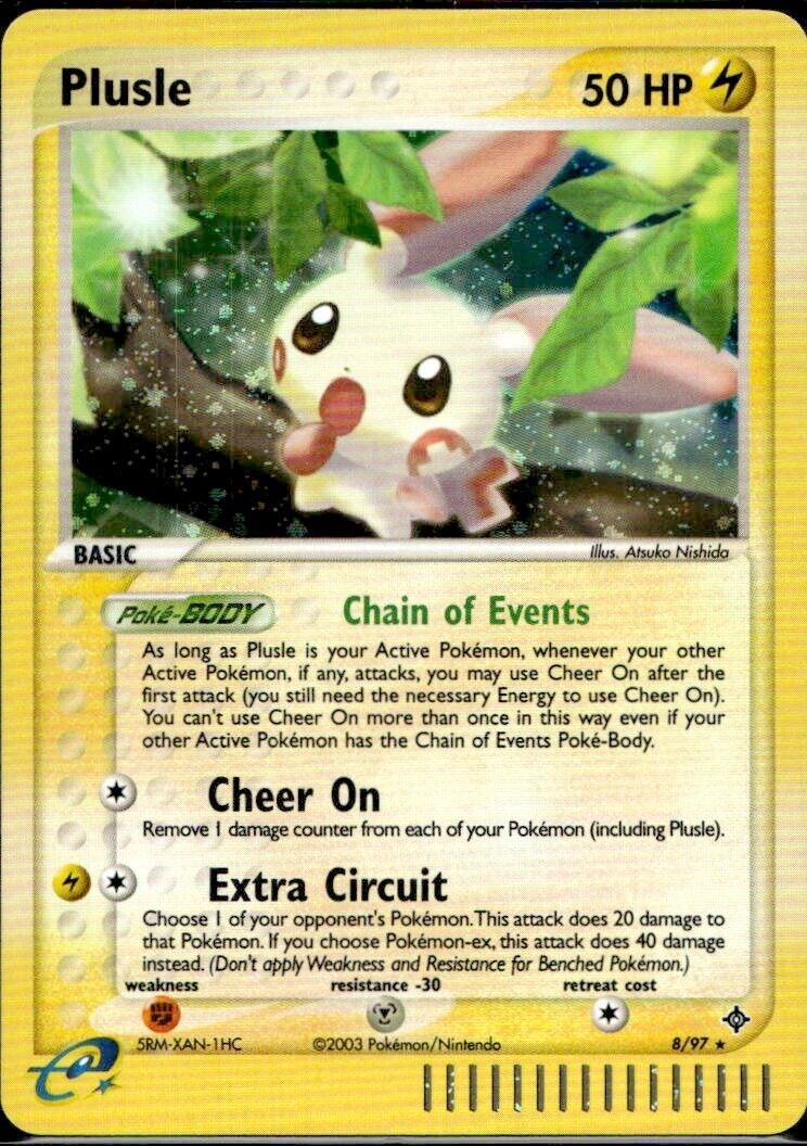 Pokemon Plusle 8/97 ex Dragon Holo Near Mint Condition