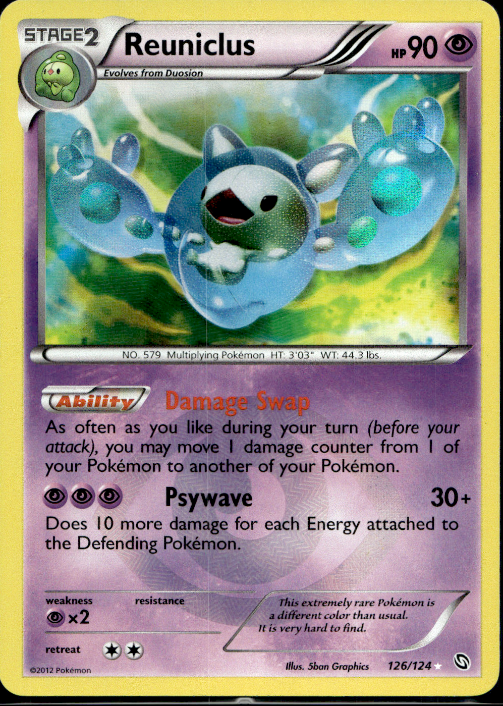 Pokemon Reuniclus 126/124 B&W Dragons Exalted Light Play Condition