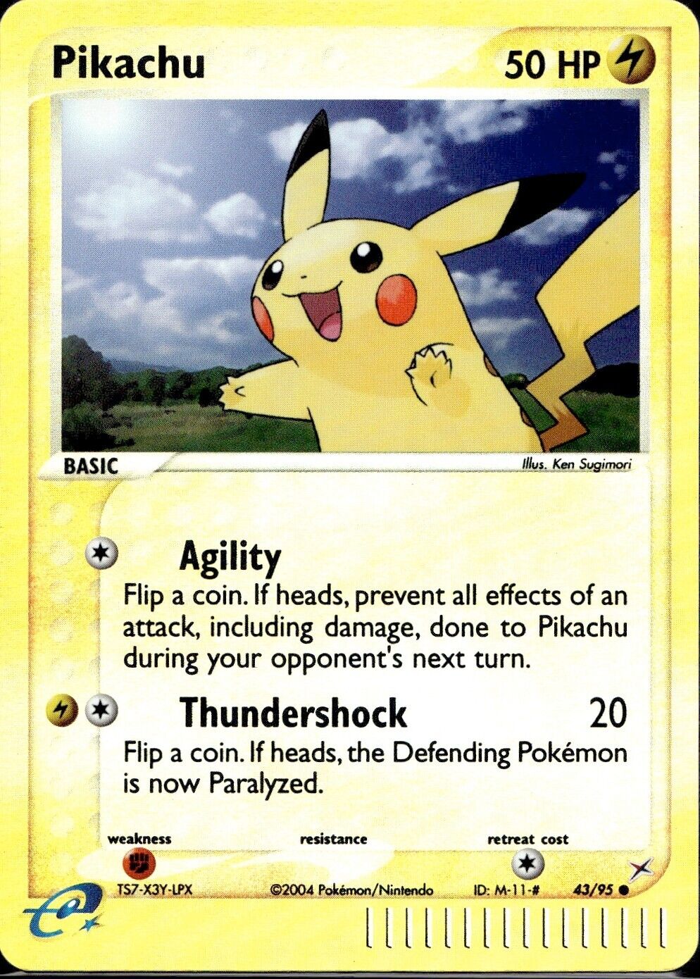 Pokemon Pikachu 43/95 ex Team Magma Team Aqua Reverse Near Mint Condition