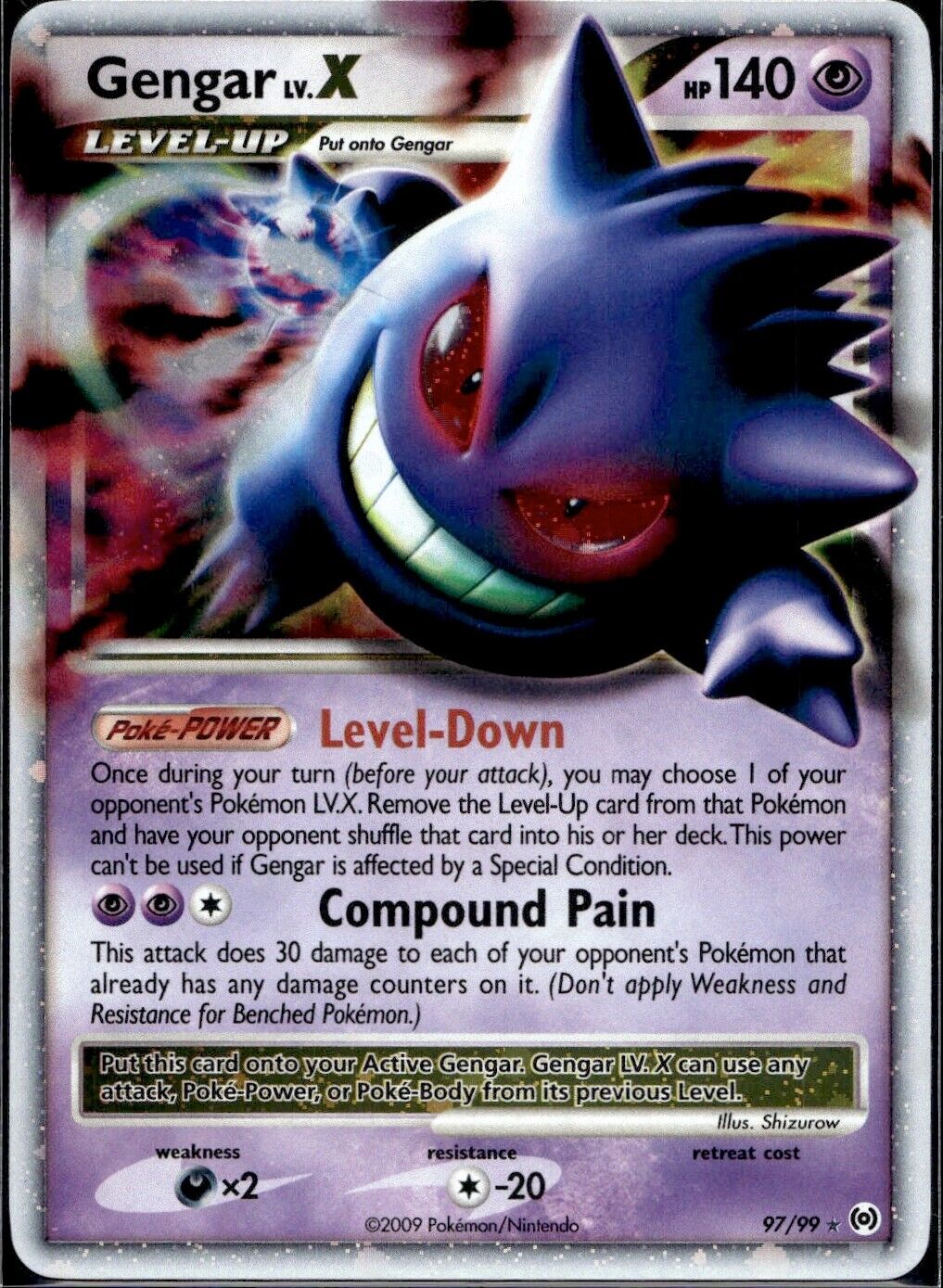 Pokemon Gengar Lv X 97/99 Arceus Near Mint Condition