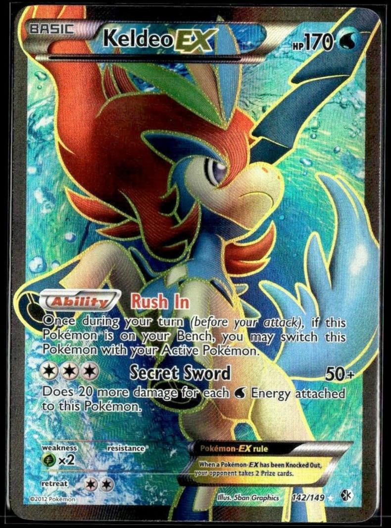 Pokemon Keldeo ex 142/149 B&W Boundaries Crossed Light Play Condition
