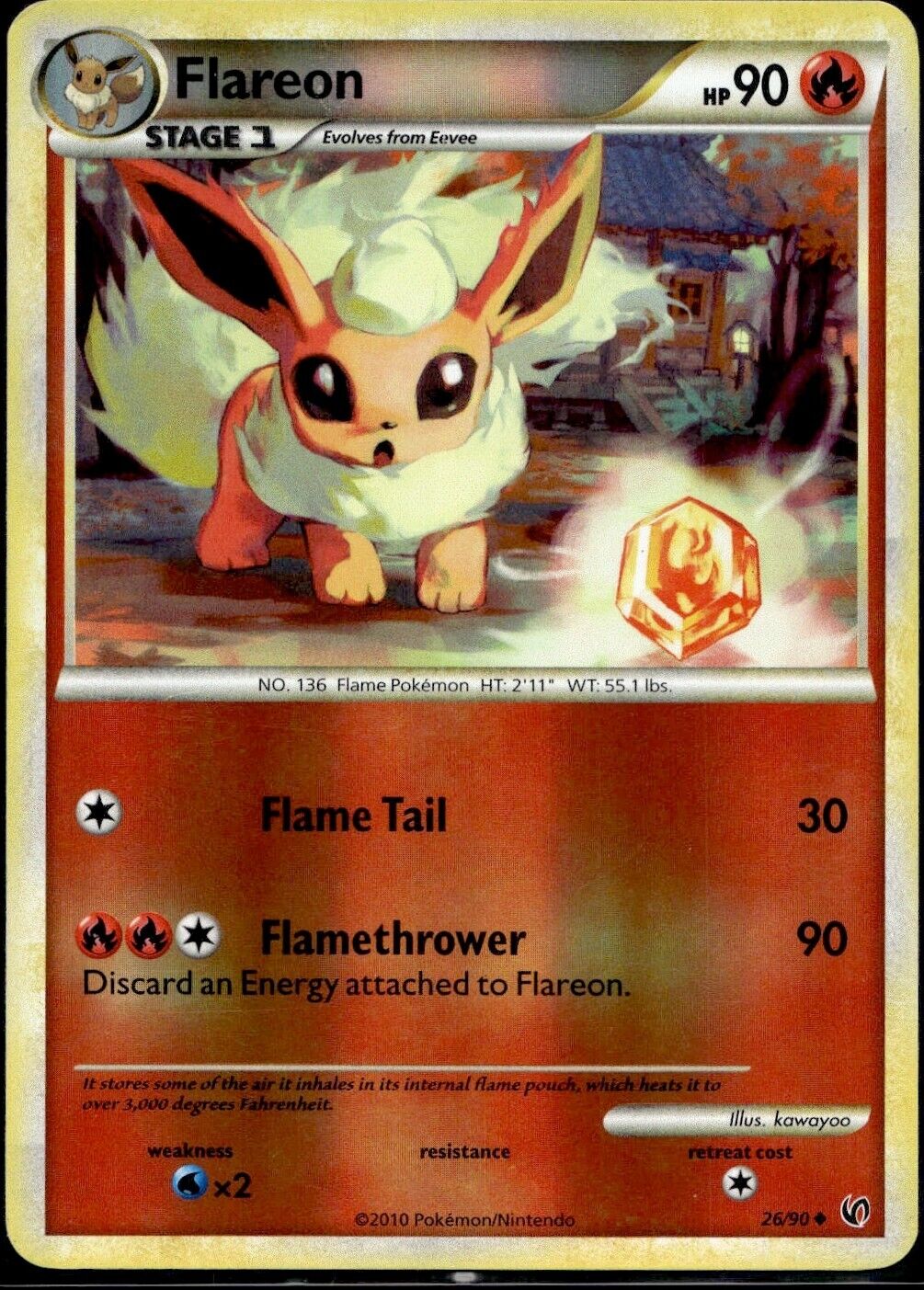 Pokemon Flareon 26/90 Reverse HGSS Undaunted Light Play Condition