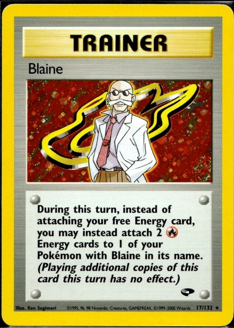 Pokemon Blaine 17/132 Gym Challenge Holo Near Mint Condition
