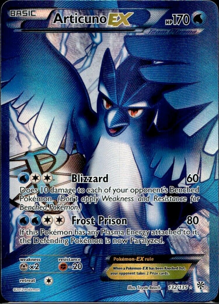 Pokemon Articuno ex 132/135 B&W Plasma Storm Light Play Condition
