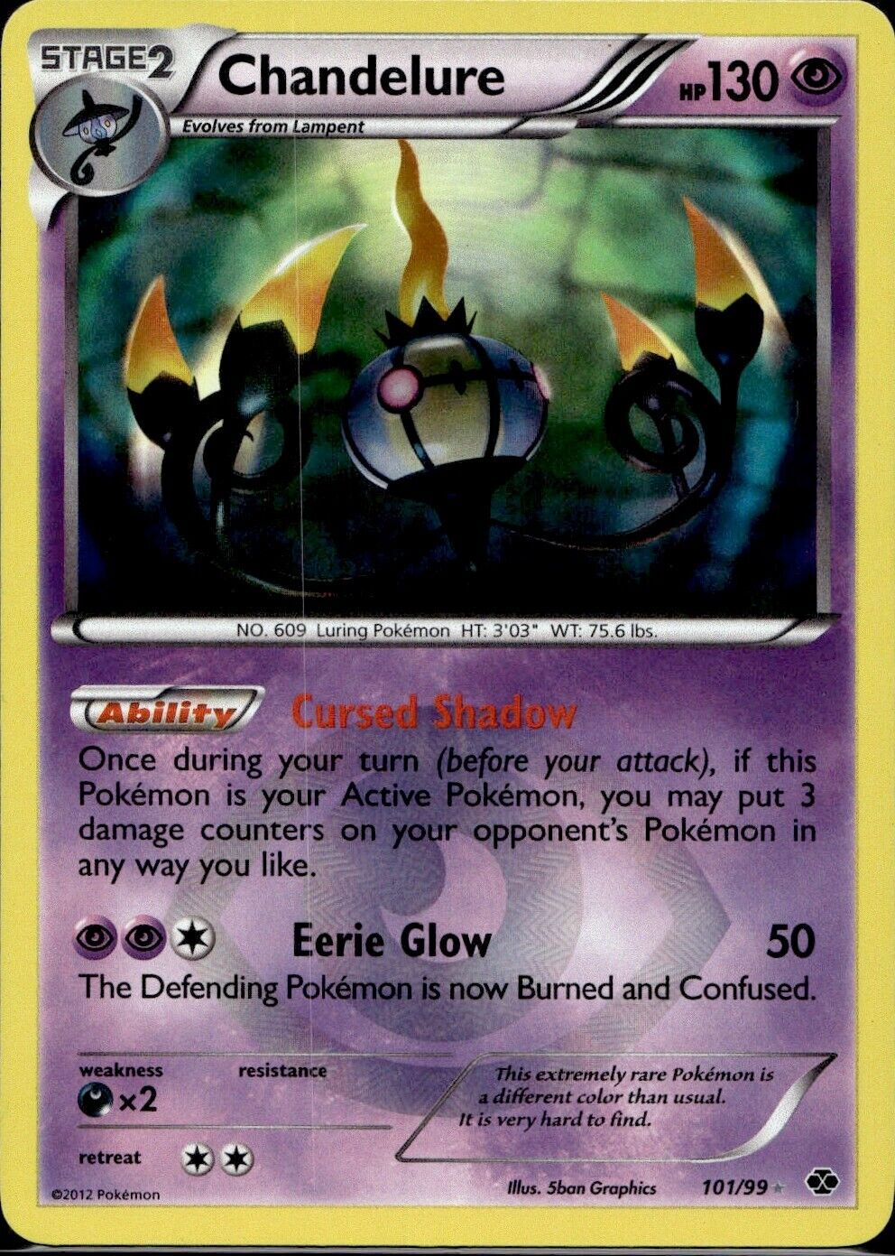 Pokemon Chandelure 101/99 Secret Rare B&W Next Destinies Light Play Condition