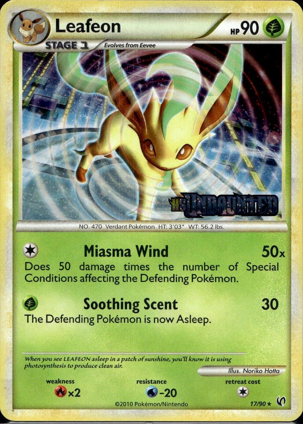 Pokemon Leafeon 17/90 Holo Stamped Undaunted Prerelease Near Mint Condition