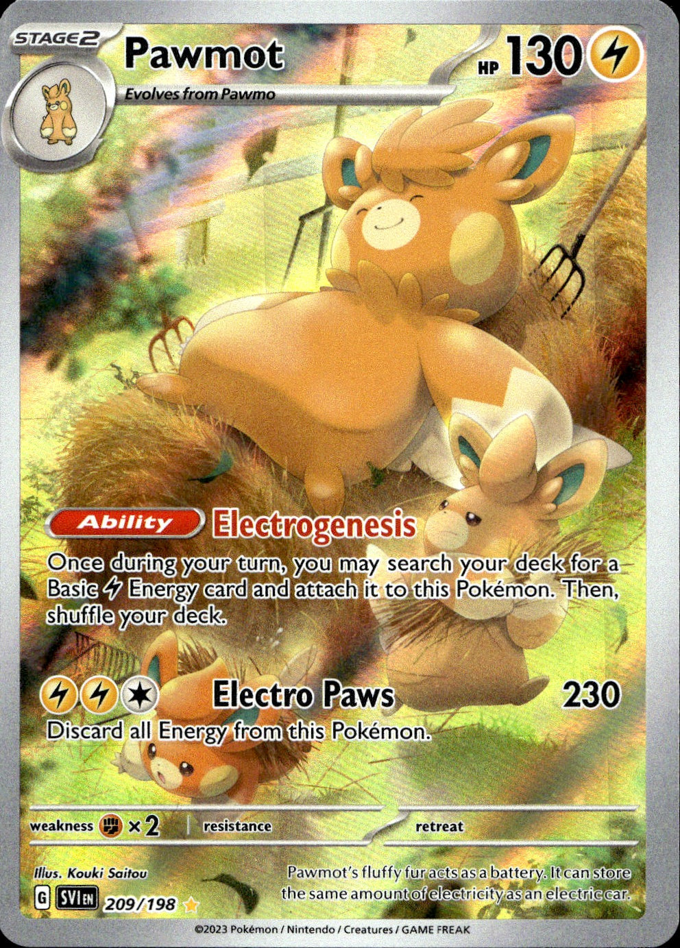 Pokemon Pawmot 209/198 Art Rare Scarlet & Violet