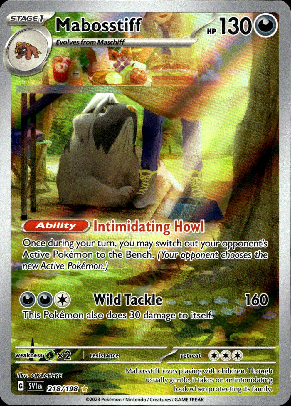 Pokemon Mabosstiff 218/198 Art Rare Scarlet & Violet