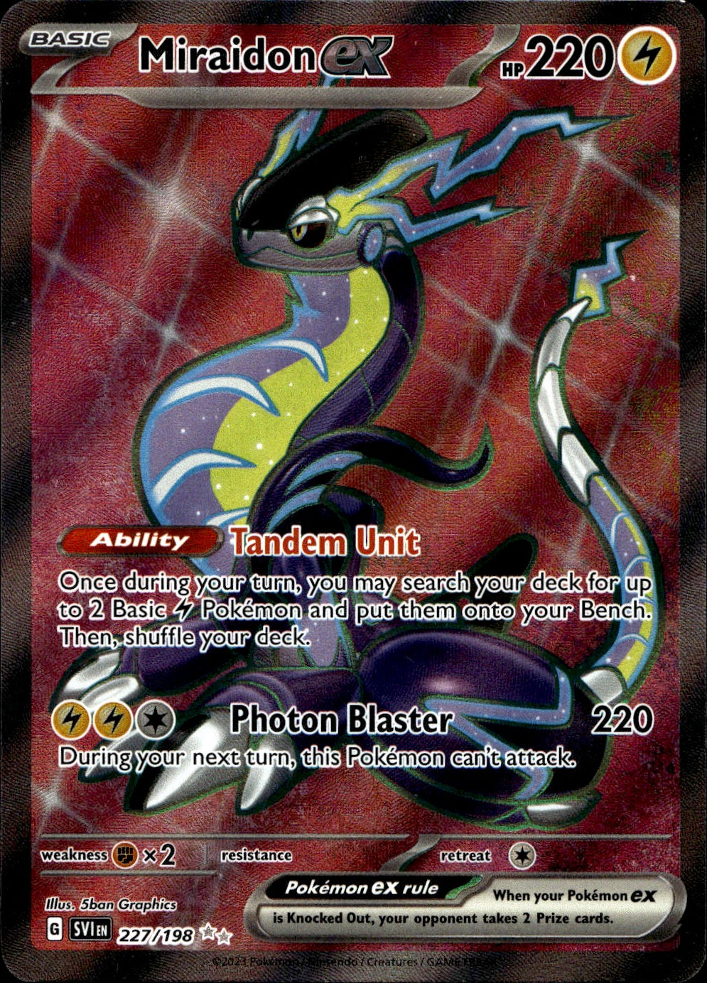 Pokemon Miraidon ex 227/198 Full Art Scarlet & Violet