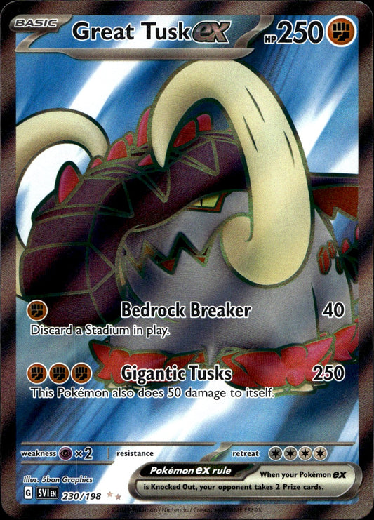 Pokemon Great Tusk ex 230/198 Full Art Scarlet & Violet