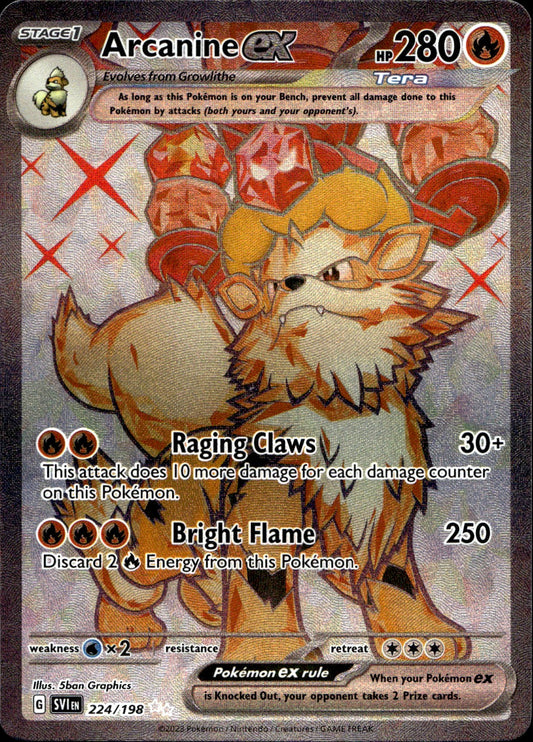 Pokemon Arcanine ex 224/198 Full Art Scarlet & Violet