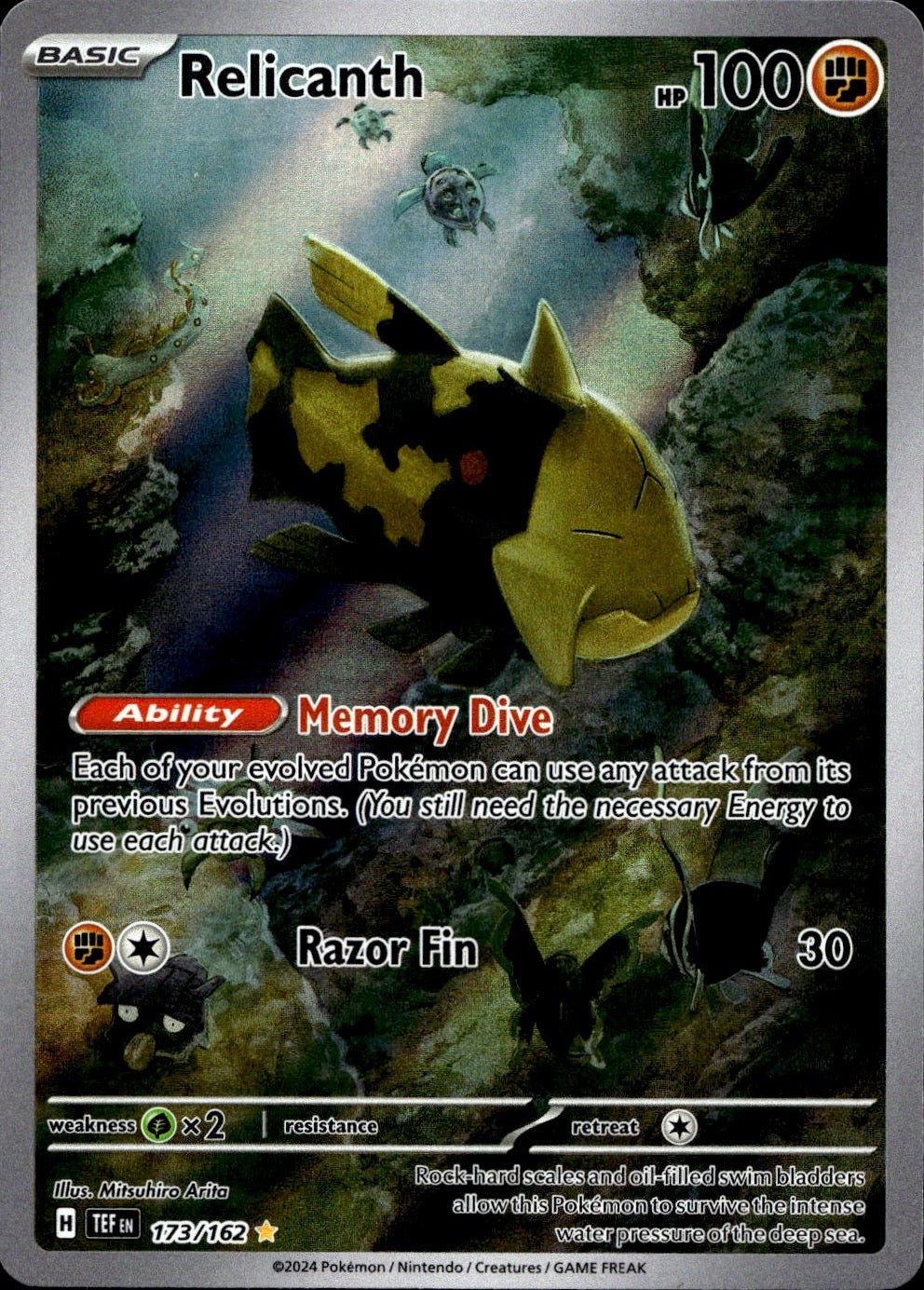 Relicanth 173/162 Illustration Rare Temporal Forces Pokemon Near Mint