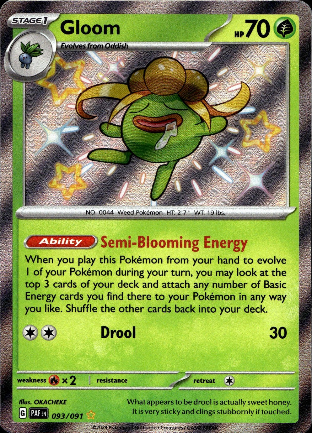 Gloom 093/091 Shiny Rare Paldean Fates Pokemon Near Mint