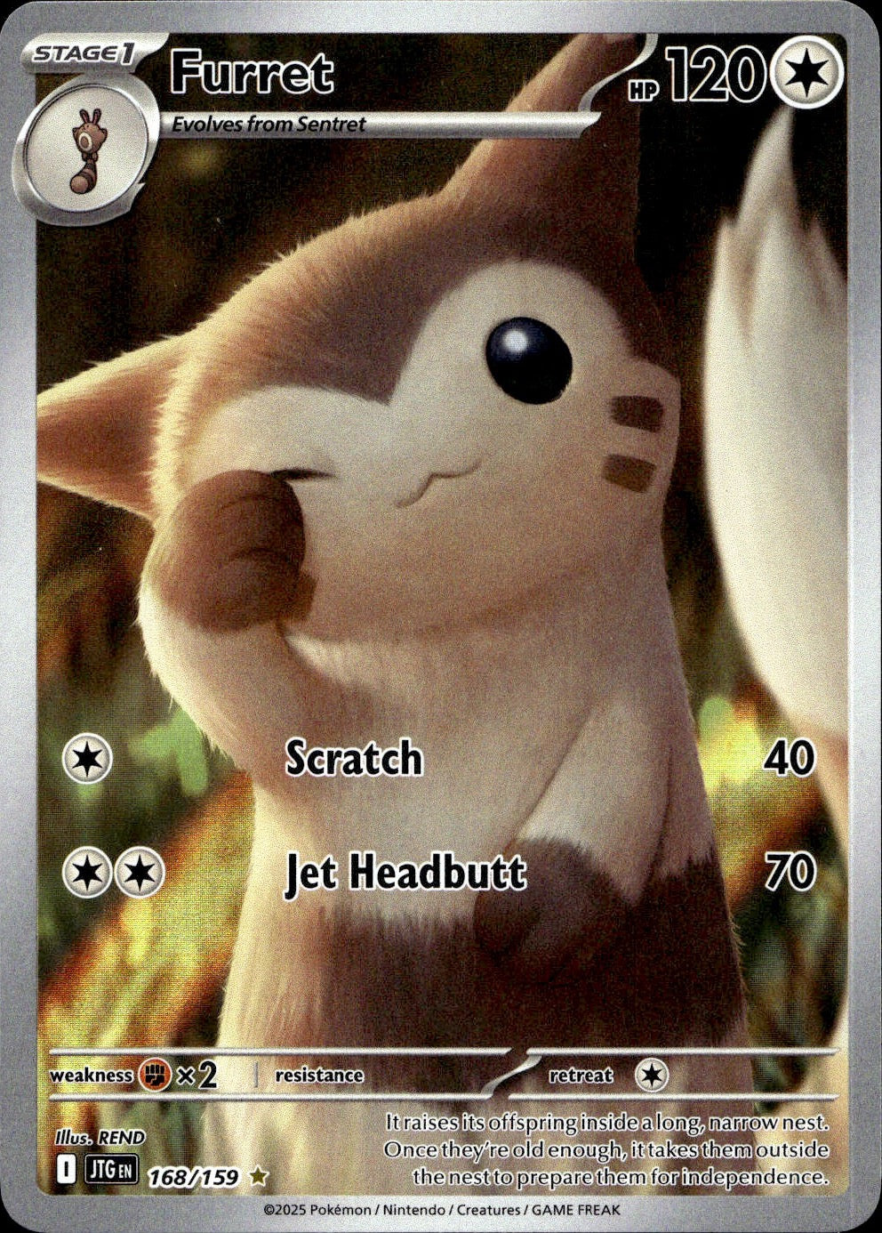 Furret 168/159 Illustration Rare Journey Together Pokemon Near Mint