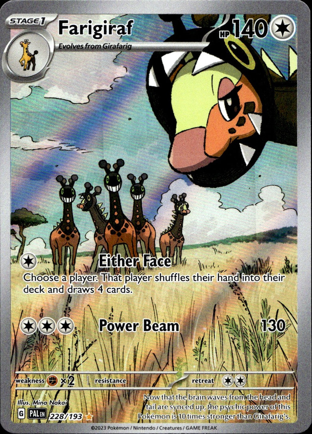 Farigiraf 228/193 Illustration Rare Paldea Evolved Pokemon Near Mint