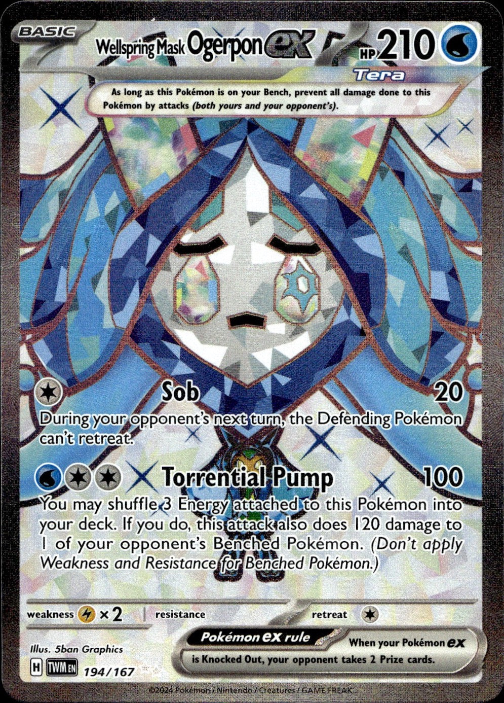 Wellspring Mask Ogerpon ex 194/167 Ultra Rare Twilight Masquerade Pokemon NM