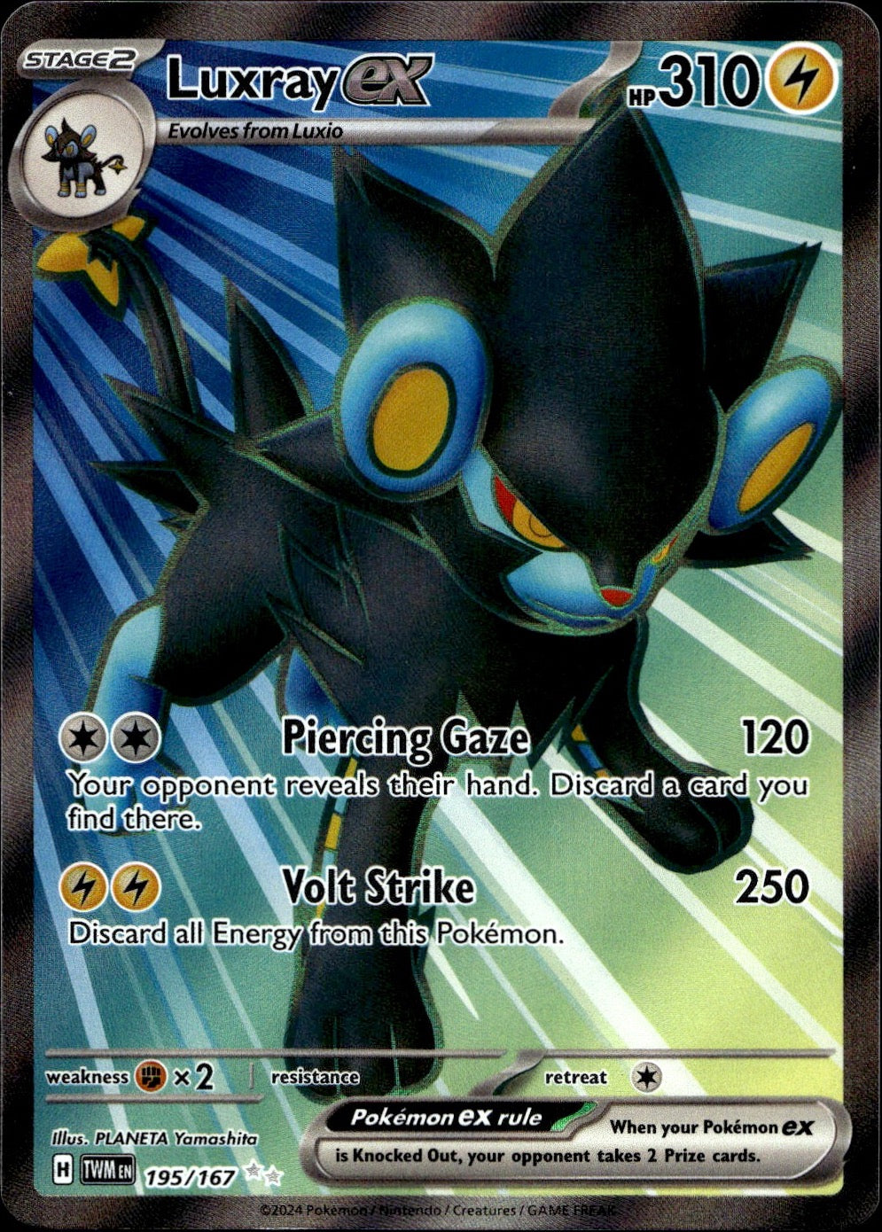 Luxray ex 195/167 Ultra Rare Twilight Masquerade Pokemon Near Mint