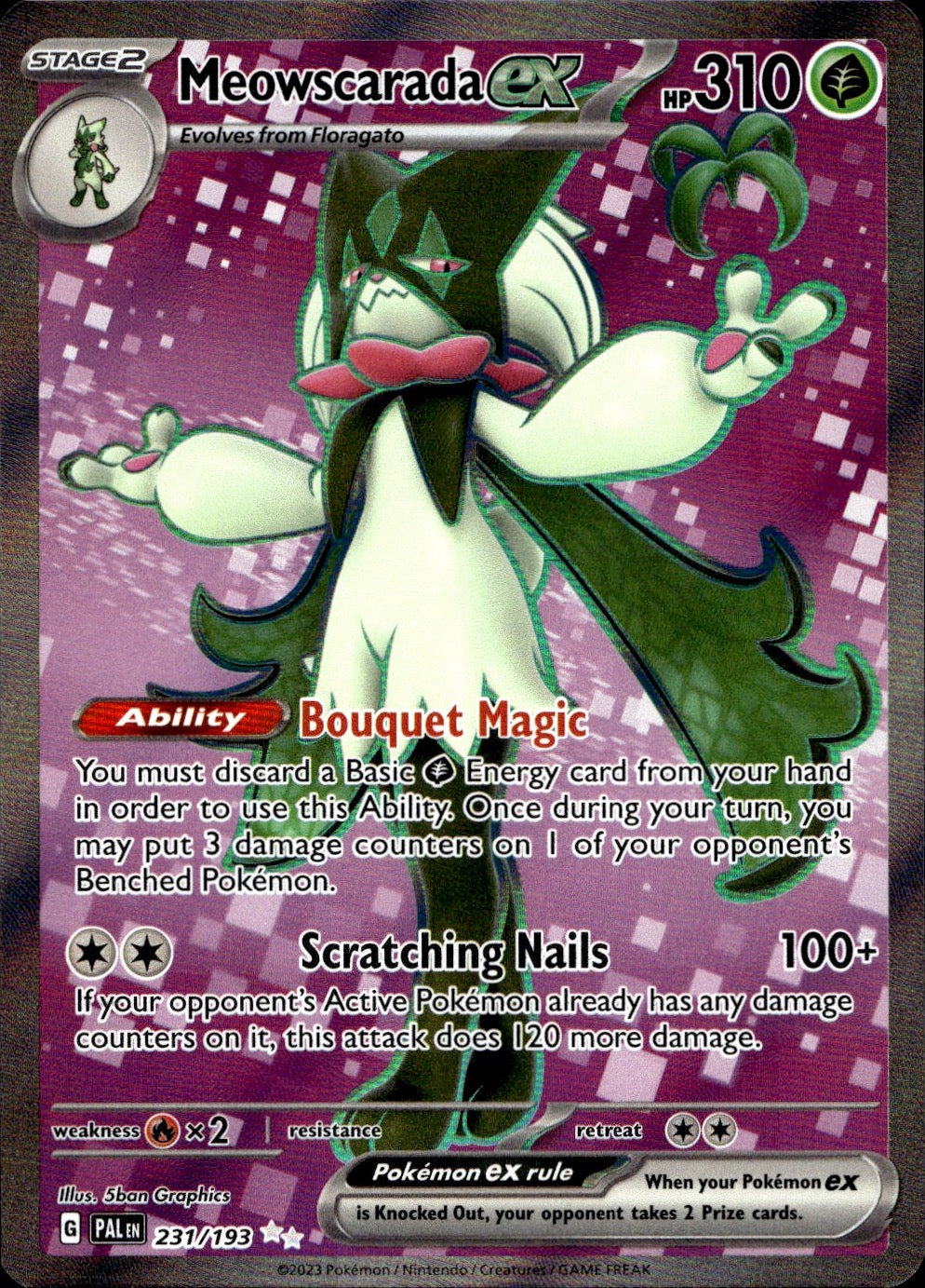 Meowscarada ex 231/193 Ultra Rare Paldea Evolved Pokemon Near Mint