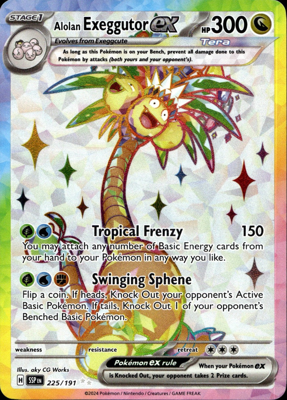 Alolan Exeggutor ex 225/191 Ultra Rare Surging Sparks Pokemon Near Mint