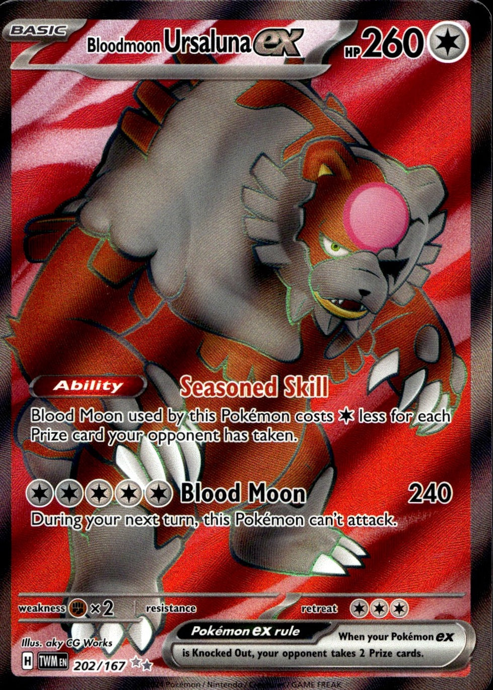 Bloodmoon Ursaluna ex 202/167 Ultra Rare Twilight Masquerade Pokemon Near Mint