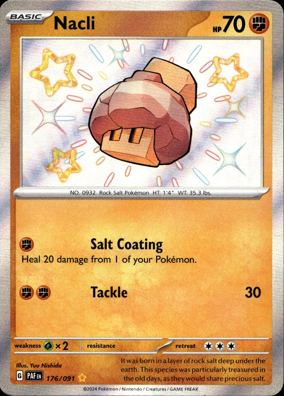 Nacli 176/091 Shiny Rare Paldean Fates Pokemon Near Mint