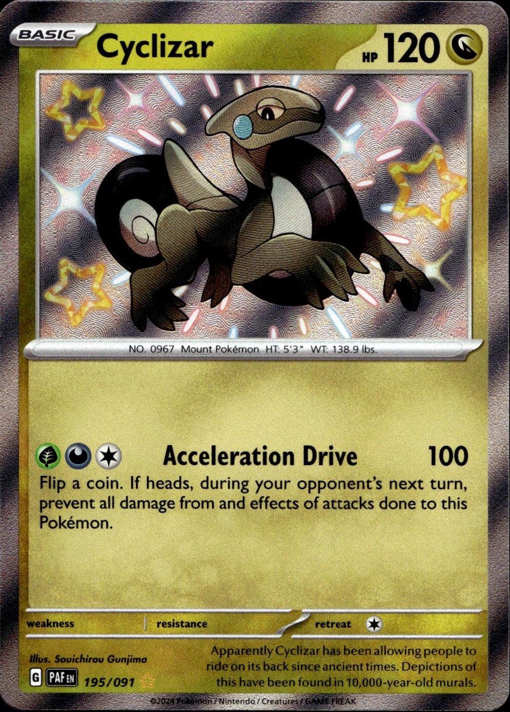 Cyclizar 195/091 Shiny Rare Paldean Fates Pokemon Near Mint