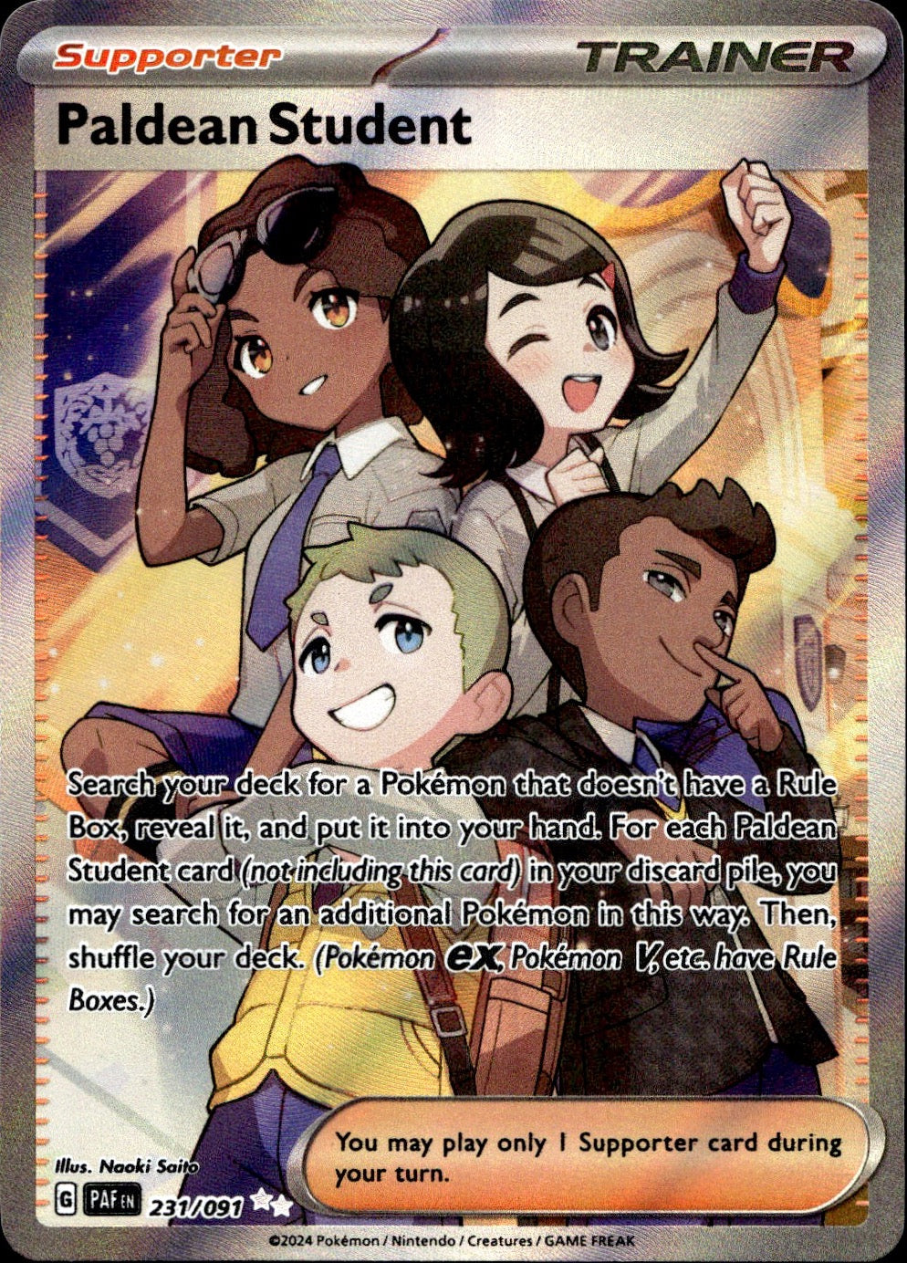 Paldean Student 231/091 Ultra Rare Paldean Fates Pokemon Near Mint