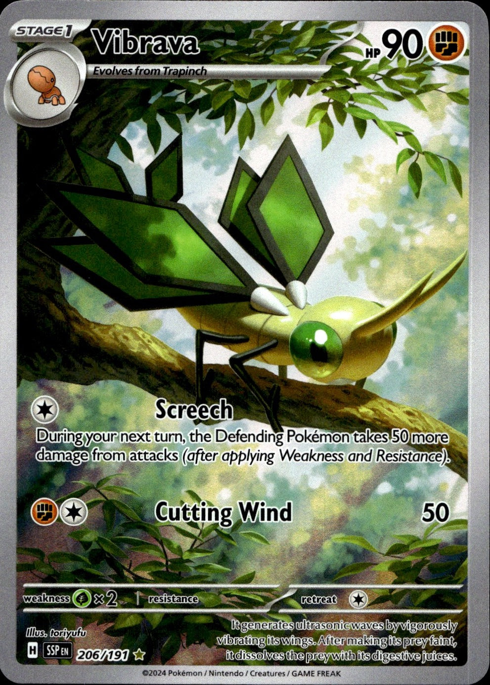 Vibrava 206/191 Illustration Rare Surging Sparks Pokemon Near Mint