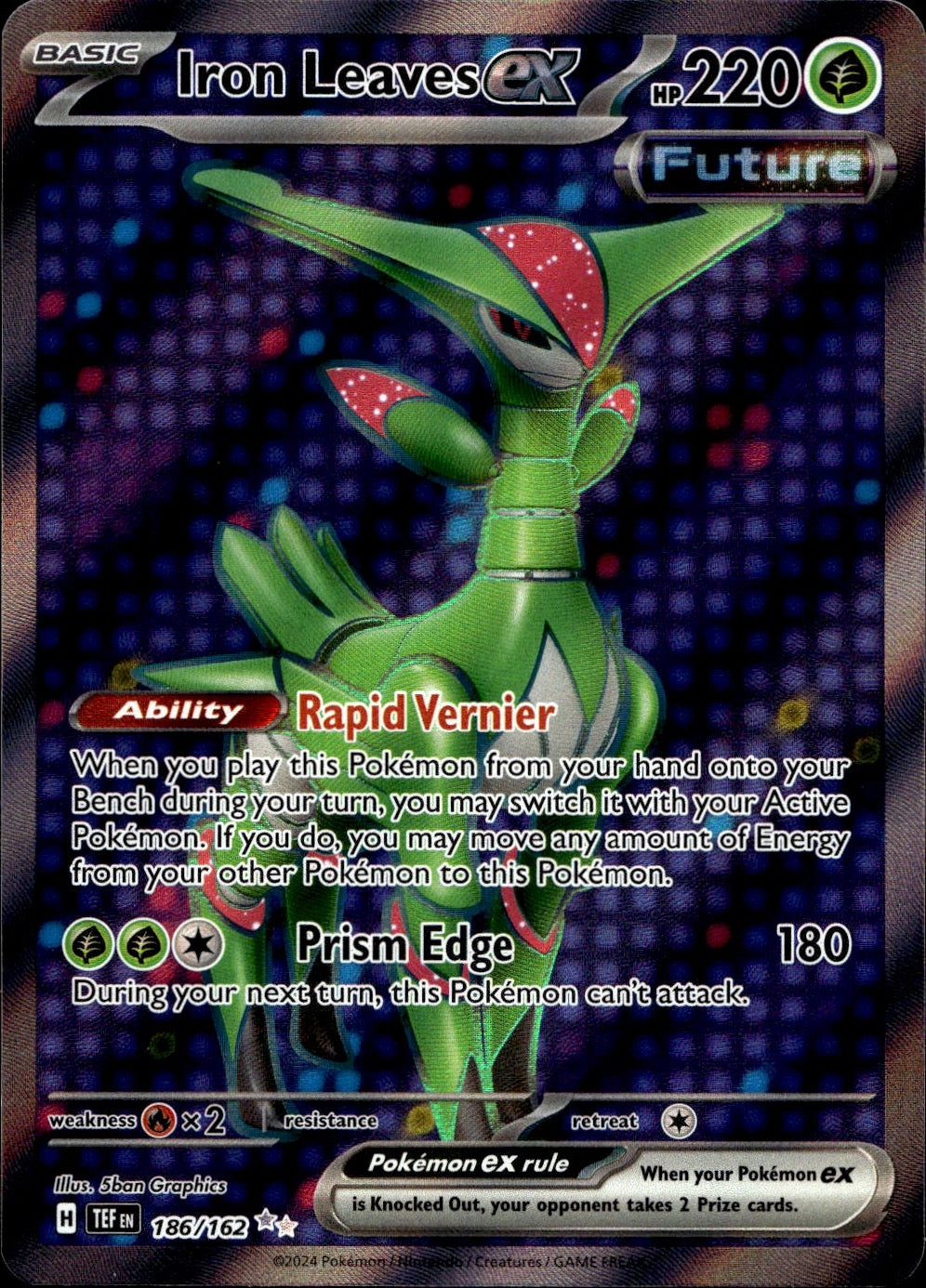 Iron Leaves ex 186/162 Ultra Rare Temporal Forces Pokemon Near Mint