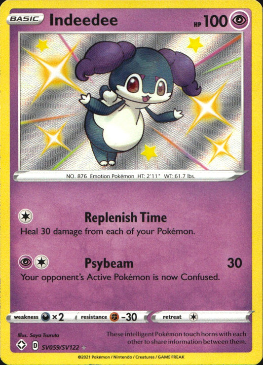 Indeedee SV059/SV122 Shiny Rare Shining Fates Shiny Vault Pokemon Near Mint