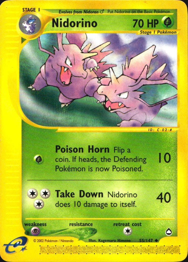 Nidorino 55 Uncommon Aquapolis Pokemon Lightly Played