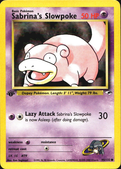 Sabrina's Slowpoke 95/132 Gym Heroes Common Pokemon 1st Edition Near Mint