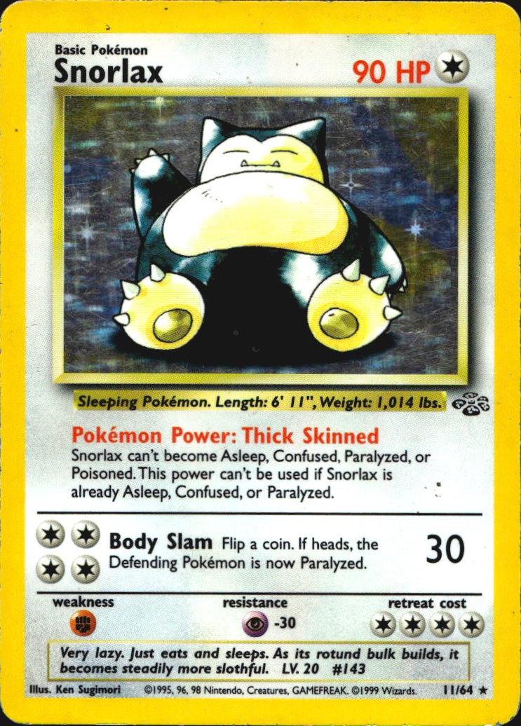Snorlax 11/64 Holo Rare Jungle Pokemon Heavily Played