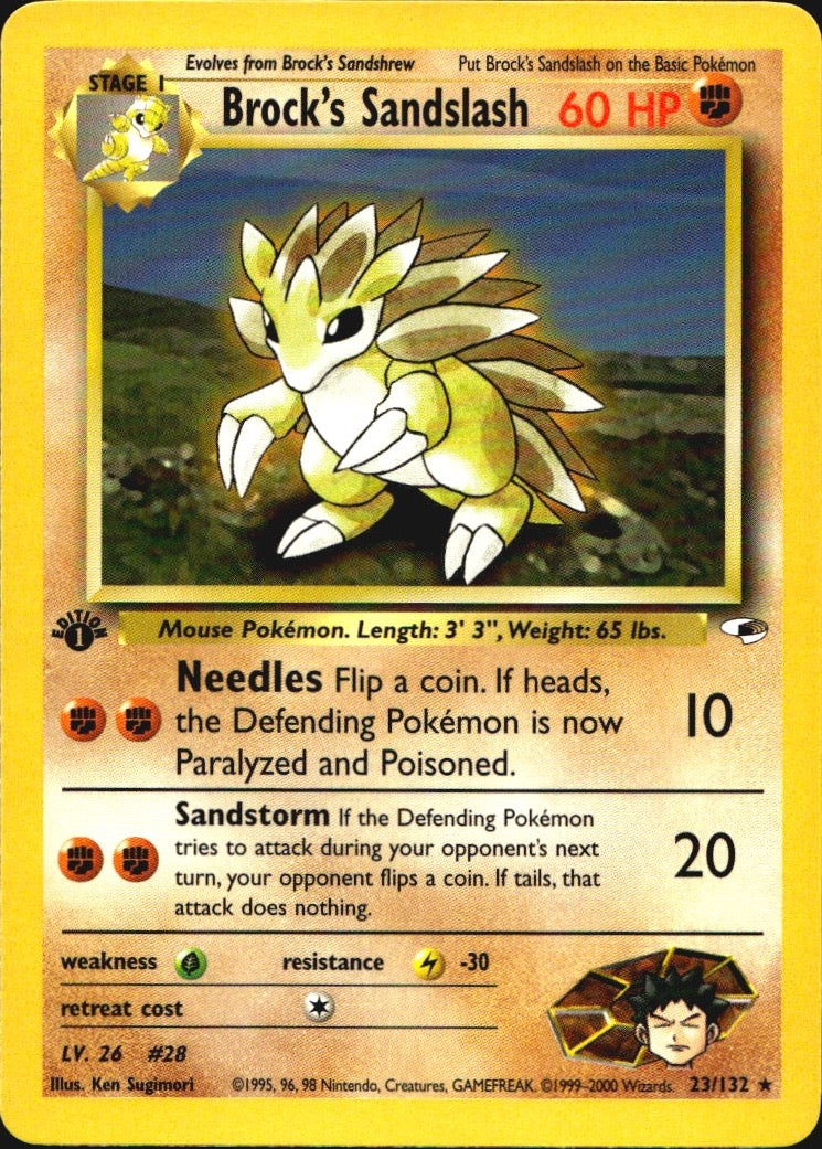 Brock's Sandslash 23/132 Gym Heroes Rare Pokemon 1st Edition Near Mint