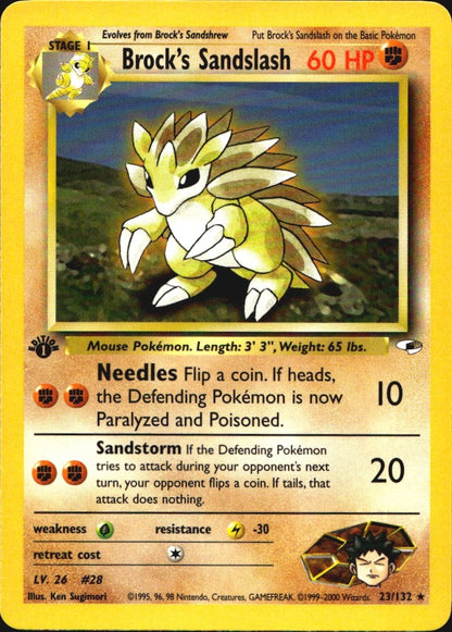 Brock's Sandslash 23/132 Gym Heroes Rare Pokemon 1st Edition Near Mint