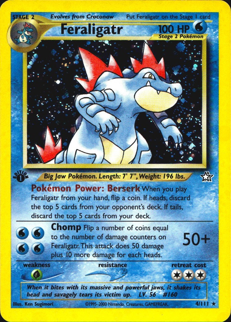 Feraligatr 4/111 Rare Neo Genesis Pokemon 1st Edition Holo Near Mint