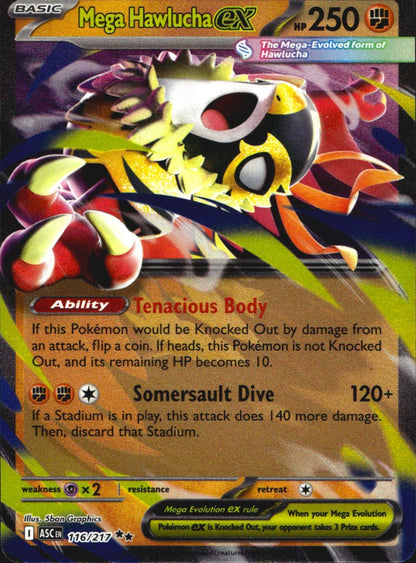 Mega Hawlucha ex 116/217 Ascended Heroes Double Rare Pokemon Holo Near Mint