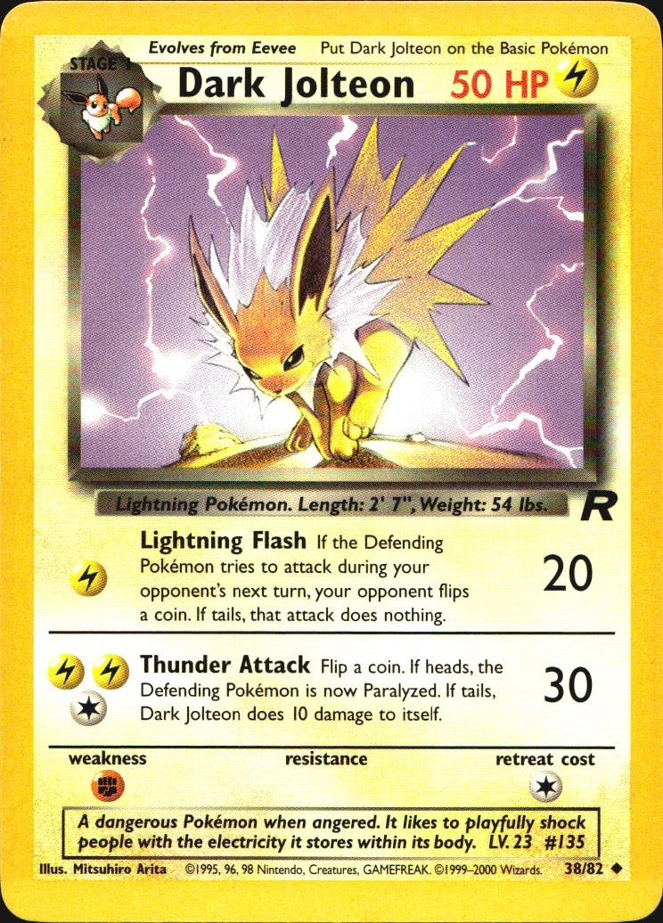 Dark Jolteon 38/82 Uncommon Team Rocket Pokemon Lightly Played