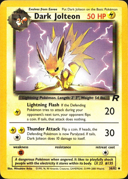 Dark Jolteon 38/82 Uncommon Team Rocket Pokemon Lightly Played