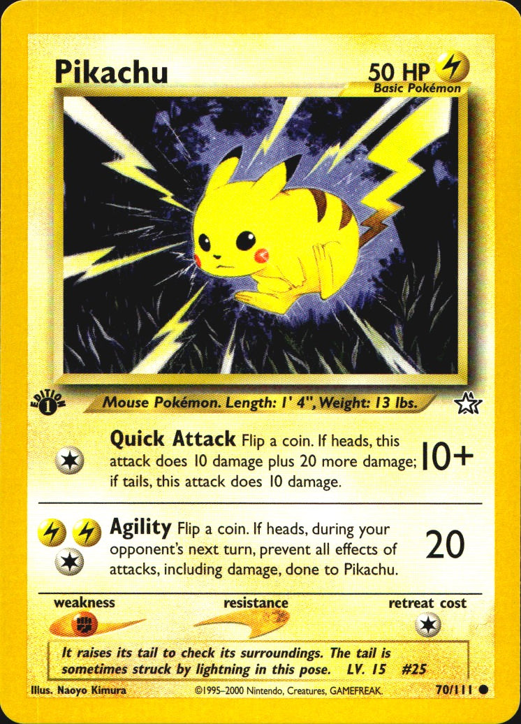 Pikachu 70/111 Common Neo Genesis Pokemon 1st Edition Near Mint