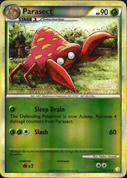 Parasect 48/123 HeartGold & SoulSilver Uncommon Pokemon Reverse Holo Near Mint