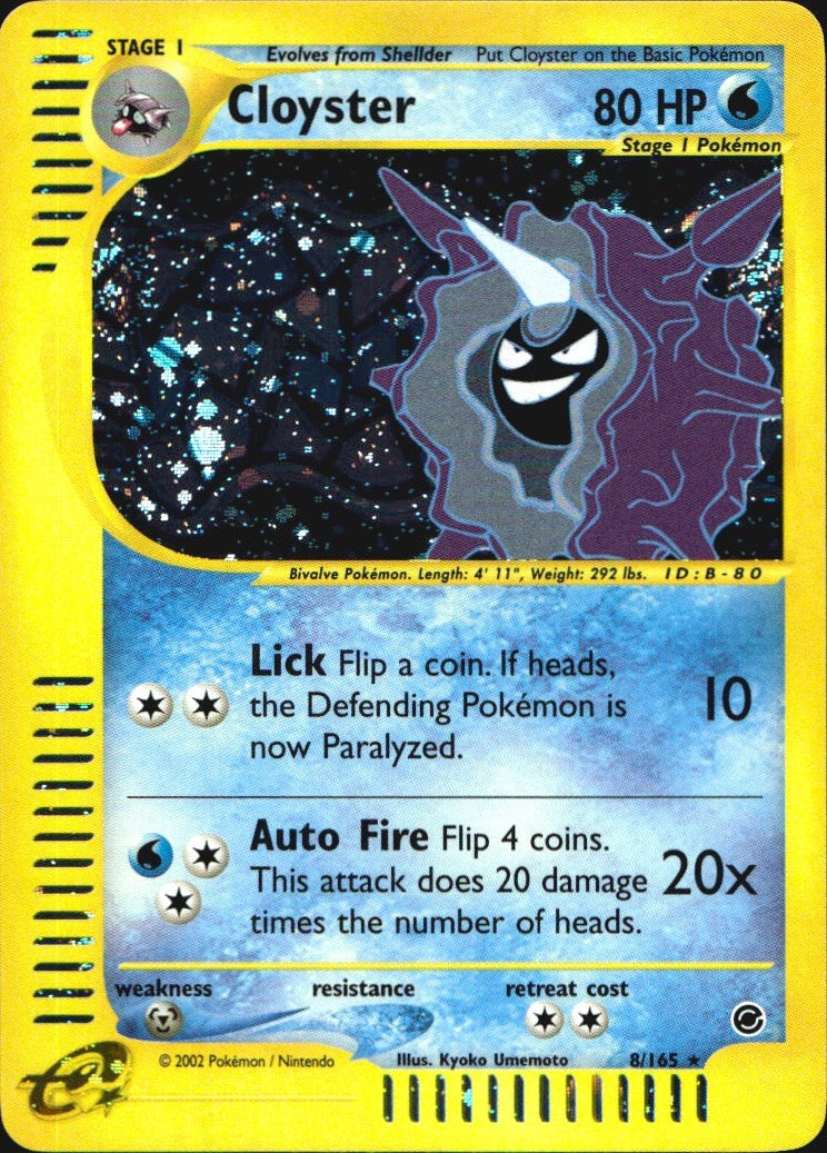 Cloyster 8/165 Holo Rare Expedition Base Set Pokemon Lightly Played