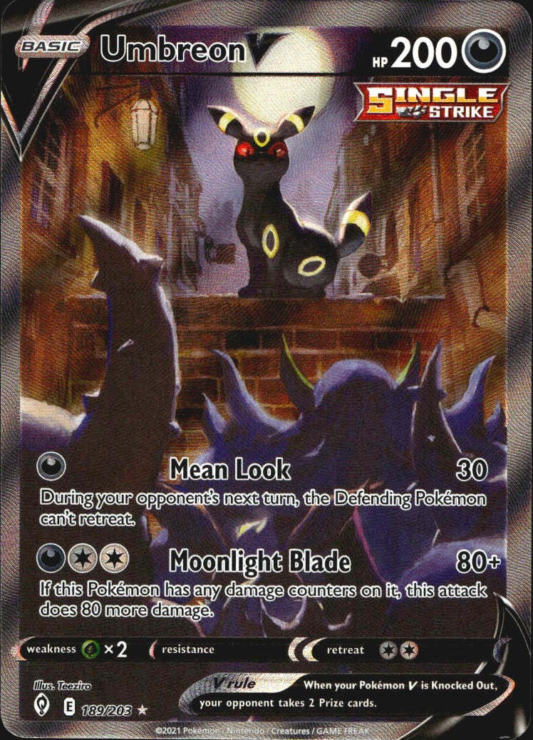 Umbreon V 189/203 Evolving Skies Ultra Rare Pokemon Holo Near Mint