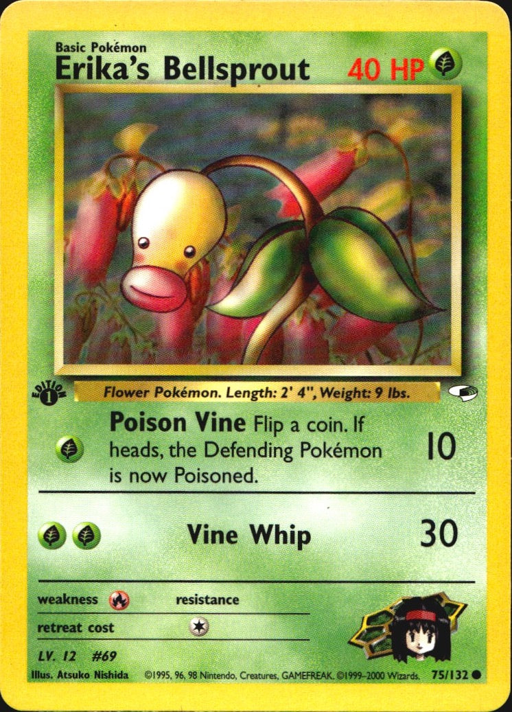 Erika's Bellsprout 75/132 Gym Heroes Common Pokemon 1st Edition Near Mint
