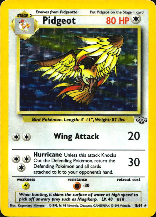 Pidgeot 8/64 Rare Jungle Pokemon Unlimited Holo Near Mint