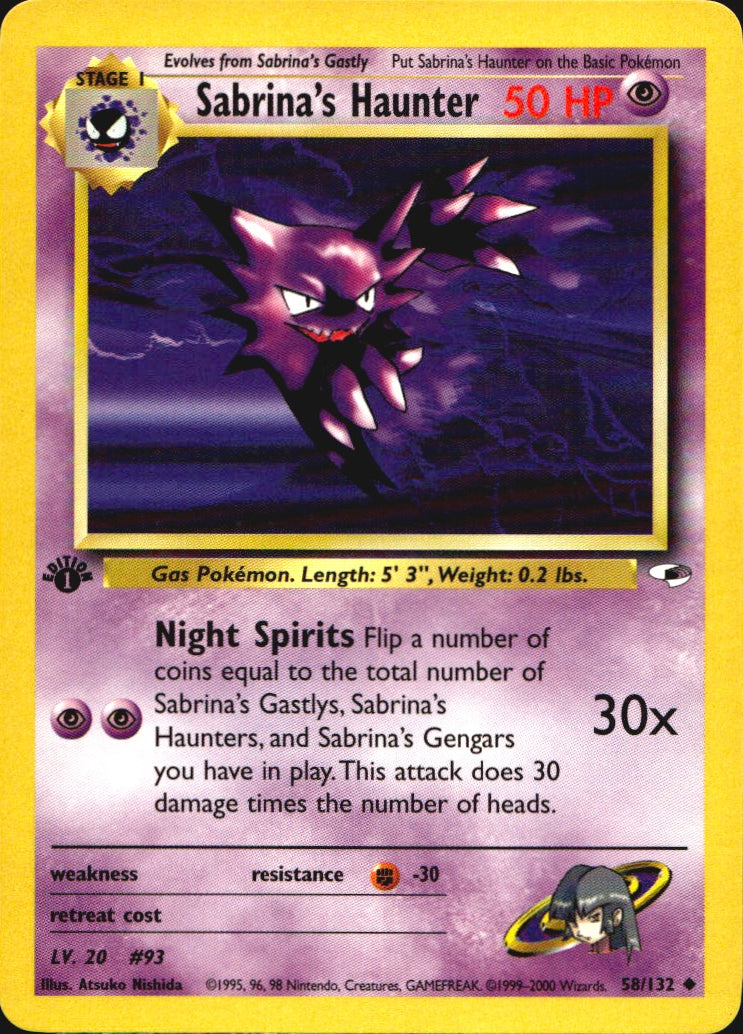 Sabrina's Haunter 58/132 Gym Heroes Uncommon Pokemon 1st Edition Near Mint