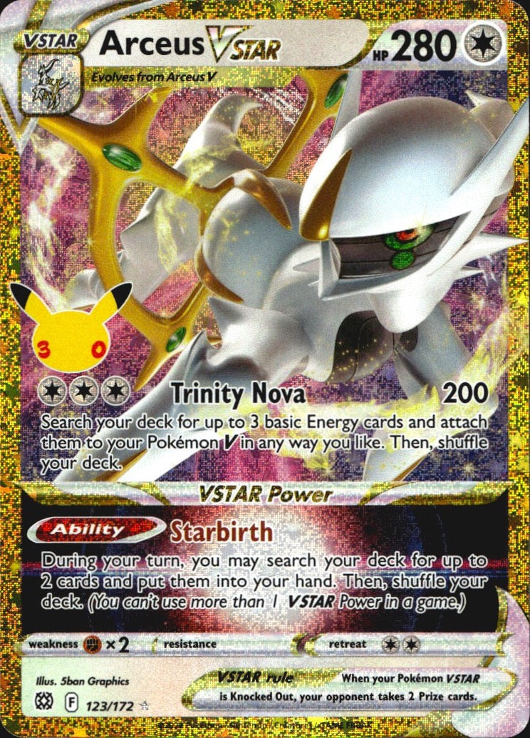 Arceus VSTAR 123/172 ME: 30th Celebration Classic Collection Holo Pokemon NM