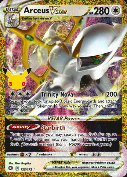 Arceus VSTAR 123/172 ME: 30th Celebration Classic Collection Holo Pokemon NM