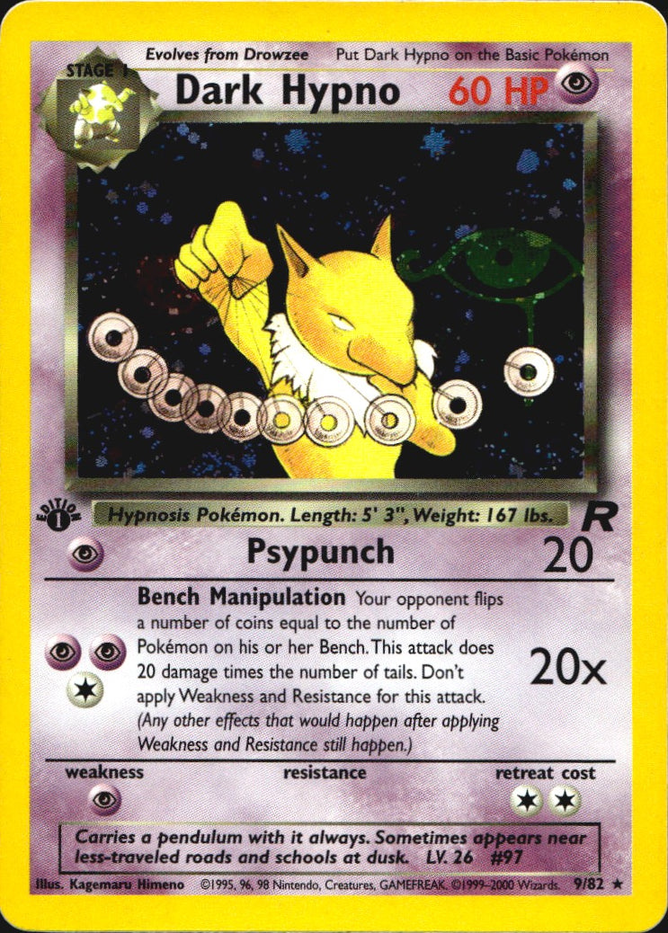 Dark Hypno 9/82 Rare Team Rocket Pokemon 1st Edition Holo Near Mint